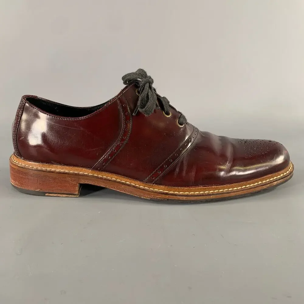 COLE HAAN Size 12 Burgundy Wingtip Leather Oxford Lace Up Shoes